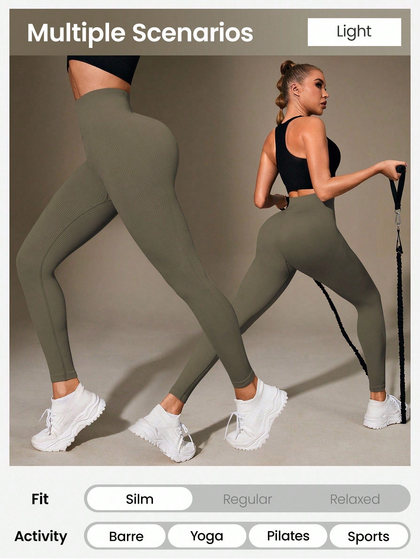 Fitilli Zeytin Yeşili Günlük Tayt