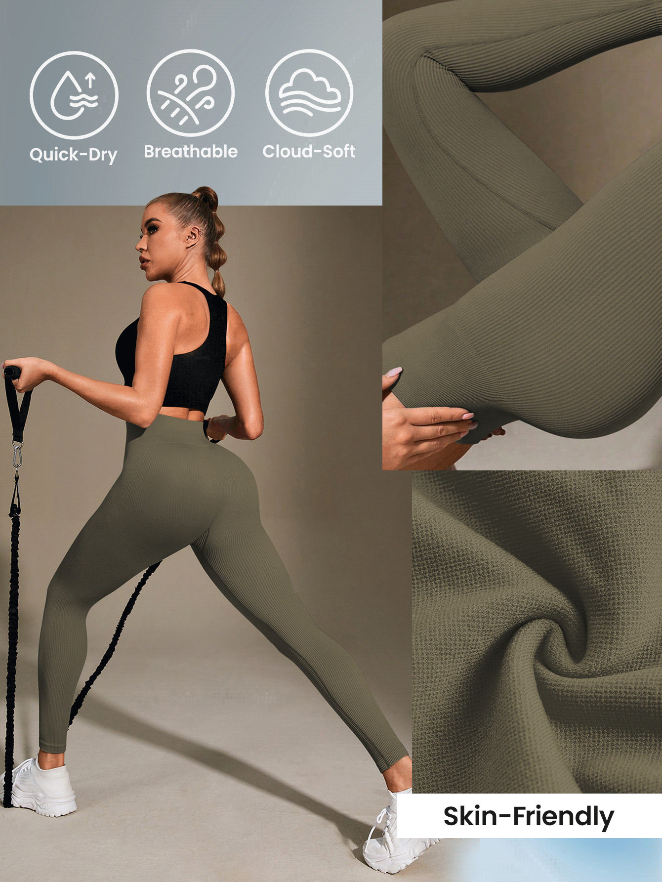 Fitilli Zeytin Yeşili Günlük Tayt