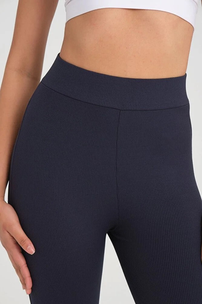 Yüksek Belli Toparlayıcı Fitilli Lacivert Tayt